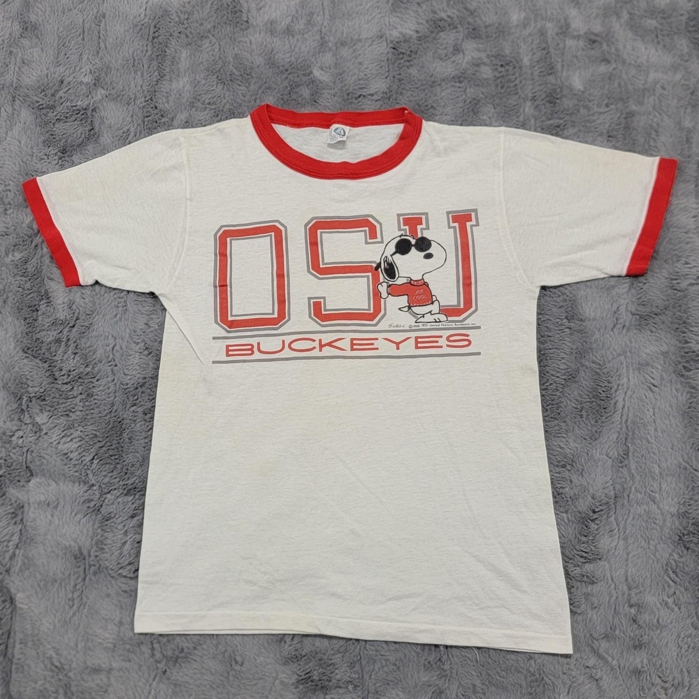 Vintage 70s Ohio State Buckeyes Snoopy‎ Shirt Mens M (Fits Small) NCAA Football